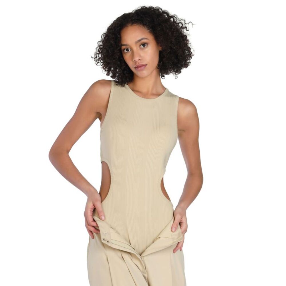 Bar III Nicole Williams English Cutout Ribbed Bodysuit